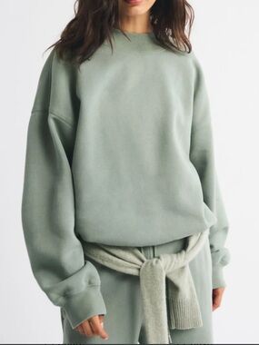Abercrombie Sage Green Oversized Mock Neck Sweatshirt